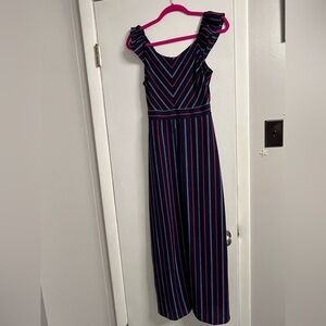 Monteau Striped Maxi Dress with Ruffled Straps